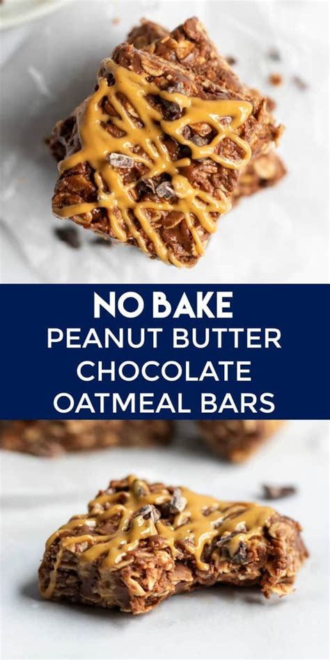 And not just because you don't have to wait for the bake time! No Bake Chocolate Peanut Butter Oatmeal Bars | Lemons ...