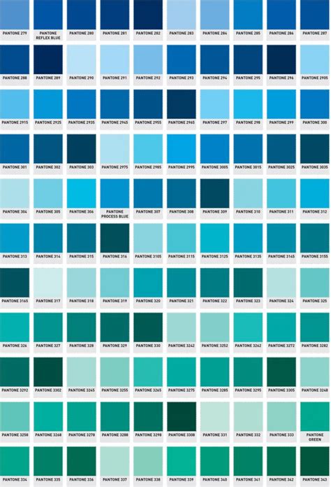 Blue Pantone Color Chart