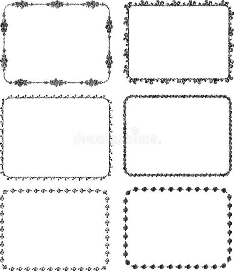 Vector Doodle Outline Drawings Of Set Various Decorative Borders Stock