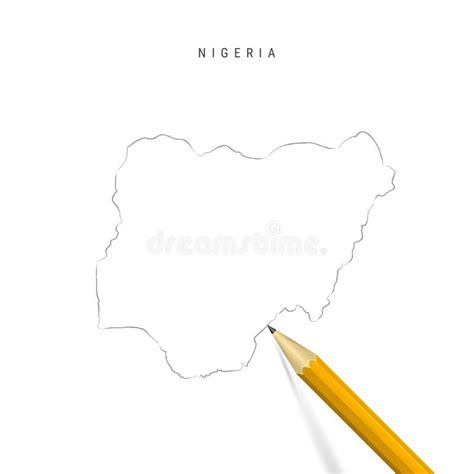 Nigeria Freehand Pencil Sketch Outline Vector Map Isolated On White