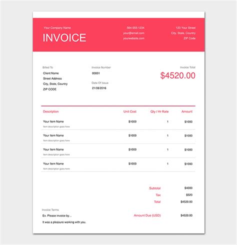 photography receipt template   word excel