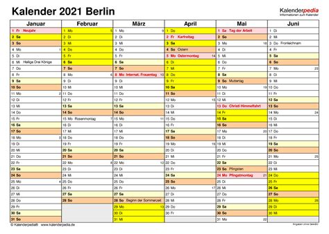 Tage arbeitstage arbeitsstunden lohn wochenendtage feiertage. Kalender 2021 Berlin: Ferien, Feiertage, PDF-Vorlagen