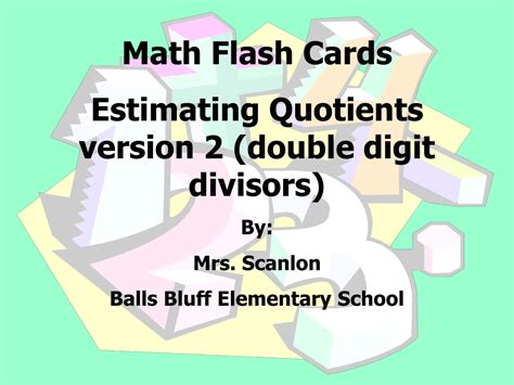 Ppt Math Flash Cards Estimating Quotients Version 2 Double Digit