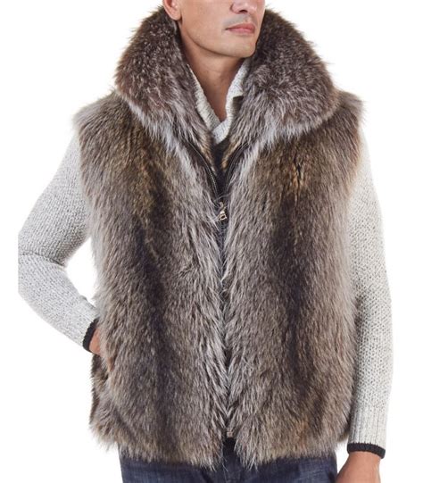 Natural Raccoon Fur Vest For Men
