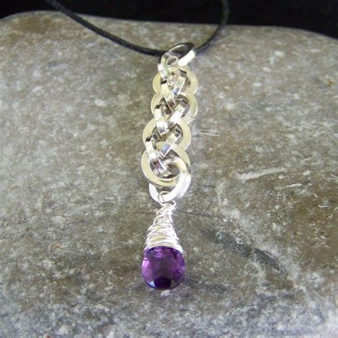 Amethyst And Sterling Silver Jpl Chainmaille Pendant By Nicolehill