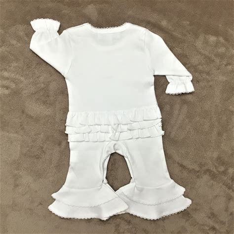 Baby Girl Ruffled Romper 100 Cotton In Pink Or White Little Blanks