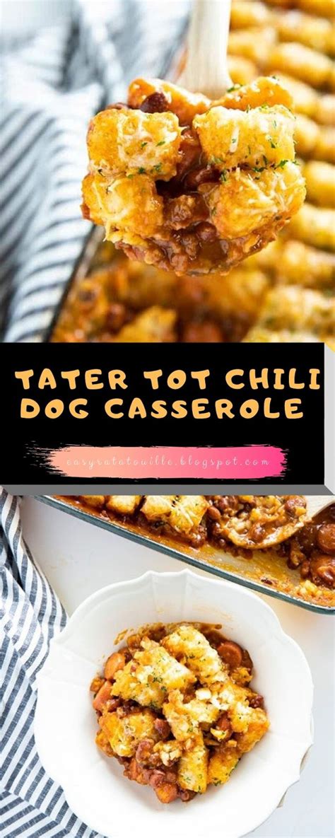Either with or without beans. Tater Tot Chili Dog Casserole