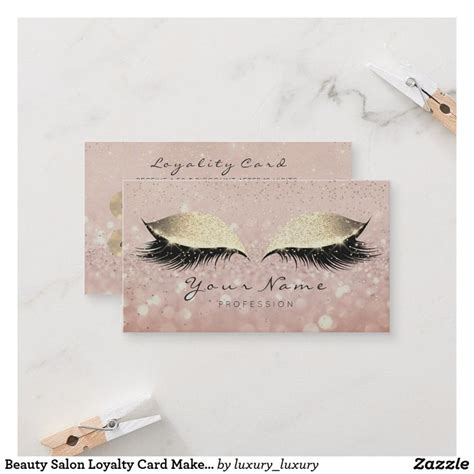 beauty salon loyalty card makeup artist lashes 10 printing double sided beauty