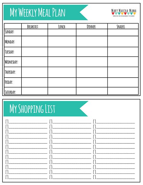 Family meal planning or family meal planner is almost same in which you can prepare or plan the list of recipes to be cooked for your family. Printable Meal Plan Worksheet - Mary Martha Mama