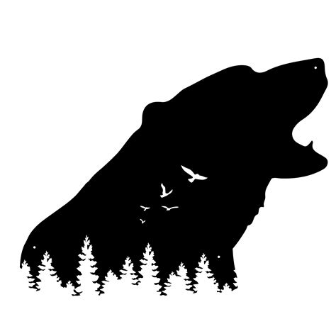 Bear Head Forest Silhouette Metalsignsamerica