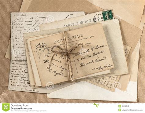Vieilles Lettres Et Cartes Postales Françaises Antiques Photo Stock