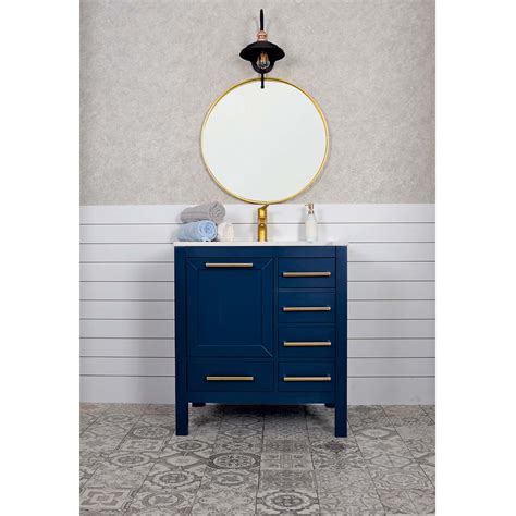 Atrendy trend, more and more people are decorating their rooms with antique wood. Ashley 30″ Navy Blue Bathroom Vanity
