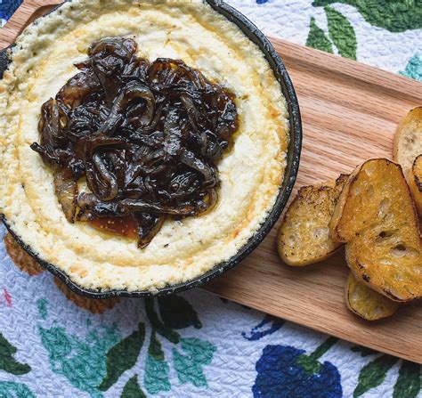 Warm Goat Cheese Dip With Fig Jam And Balsamic Onions Chef Jen