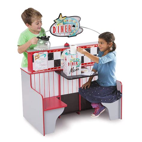 Melissa And Doug Star Diner Restaurant Play Set And Kitchen Wooden Diner