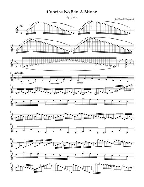 Niccolò Paganini 24 Caprice In A Minor Op 1 No 5 Solo Violin N