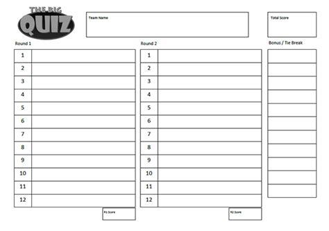 Printable Quiz Answer Sheet Template Printable Templates Free
