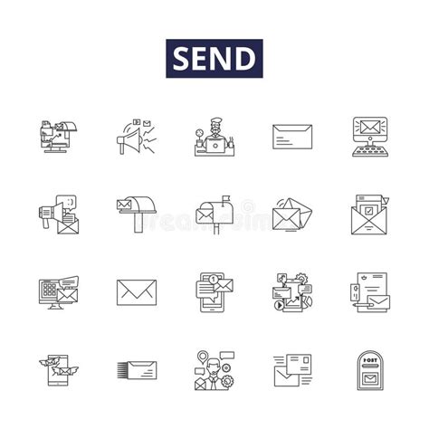 Send Line Vector Icons And Signs Post Express Transmit Launch