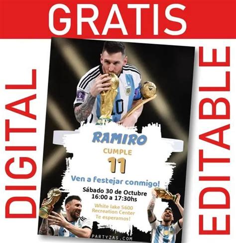 Gratis Invitación Lionel Messi Editable Digital Tarjetas De