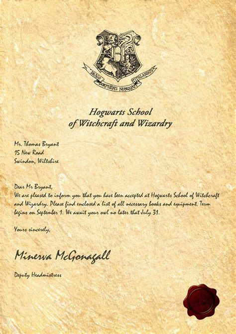 Hogwarts Acceptance Letter By Legiondesign Carta De Harry Potter