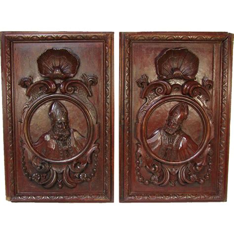 Pair Antique Victorian 26x22 Carved Wood Architectural Furniture Doors