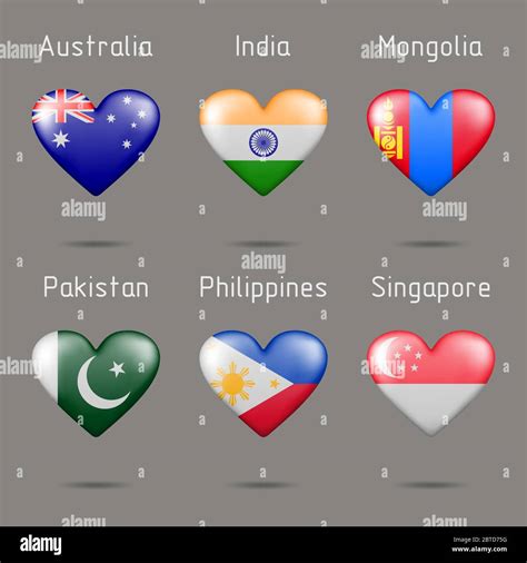 Heart Shaped Different Countries Flags Stock Vector Image And Art Alamy