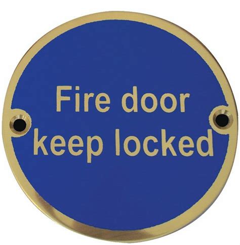 Polished Brass Fire Door Keep Locked Sign Js101pb