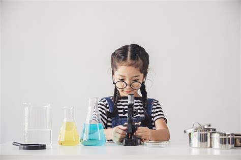Education Concept Little Scientists Children Wearing Glasses Are