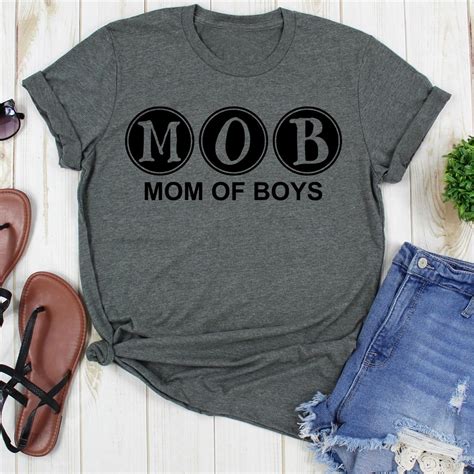 Mob เสื้อ Mom Of Boys เสื้อ Mommy เสื้อ แม่ Mama คุณภาพสูง Tee เสื้อt