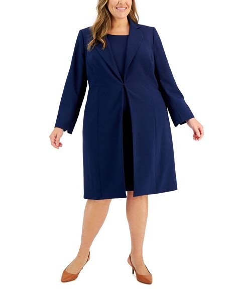 Le Suit Plus Size Topper Jacket And Sheath Dress Suit In Blue Lyst