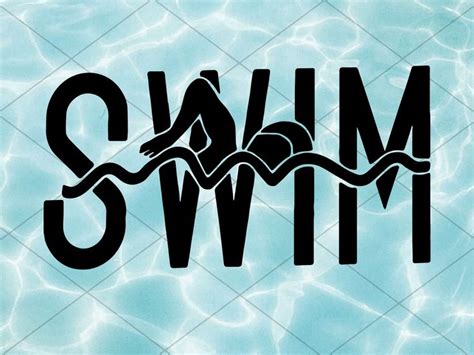 A Swimming Pool With The Word Swim On It And An Image Of A Swimmer In
