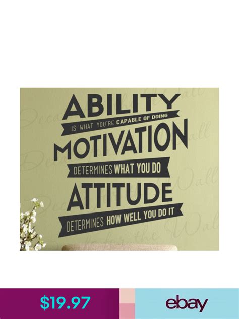 Ability Motivation Attitude Determines Lou Holtz Quote Wall Decal Vinyl