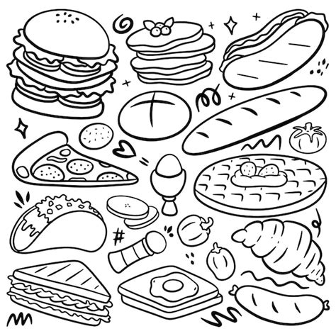 Premium Vector Hand Drawn Fast Food Doodle Line Art Vector Clip Art
