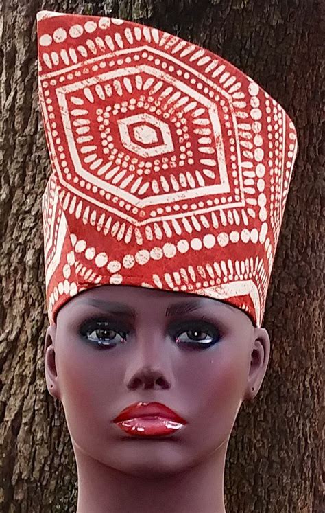 African Print Tribal Hat Headdress Crown Kufi Handmade Sizes Etsy Tribal Hat African Print