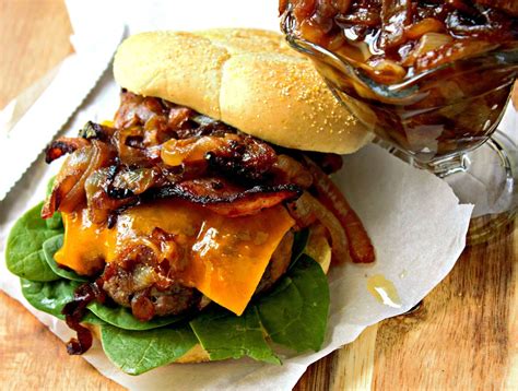 Bacon Burgers With Caramelized Onions