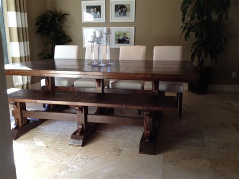 Click here our diy tutorials: Ana White | Triple Pedestal Farmhouse Table and Bench ...