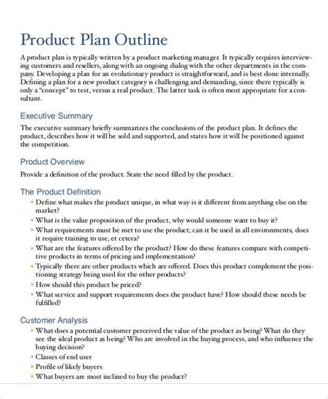 Product Outline Templates Free Samples Exampless Format Download