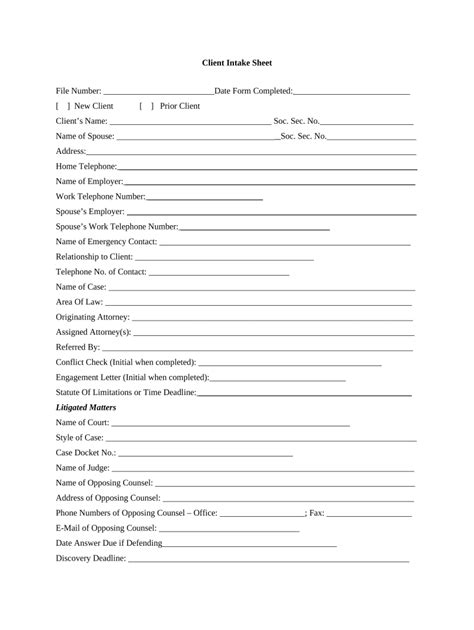 Blank Client Intake Form Fill Out And Sign Printable Pdf Template