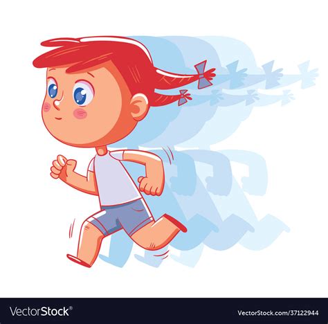 Little Girl Is Running Fast Funny Cartoon Vector Image