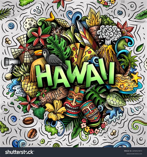 Hawaii Hand Drawn Cartoon Doodle Illustration Stock Illustration Shutterstock