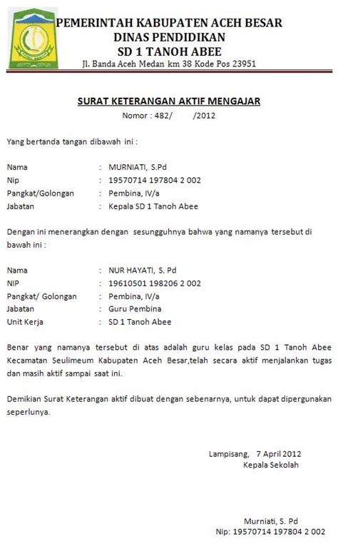Surat Keterangan Aktif Mengajar | indodetik