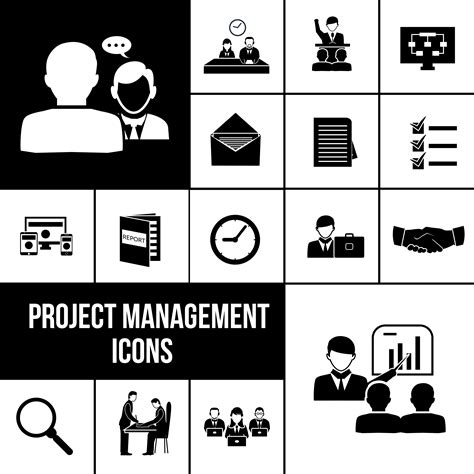 Project Management Icons Black Set 484053 Vector Art At Vecteezy
