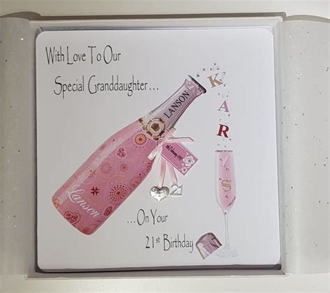 Personalised 21st Birthday Card Granddaughter Pink Champagne Etsy