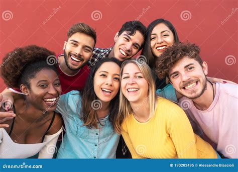 Group Multiracial People Having Fun Outdoor Happy Mixed Race Friends