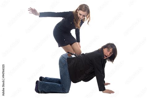 fotografia do stock woman beating man in black jacket adobe stock