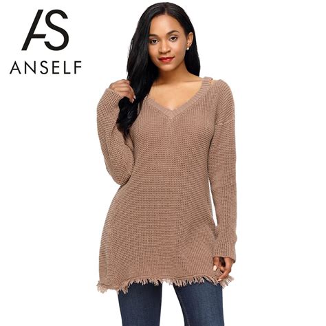 Autumn Women Knitted Pullovers Sweater Long Sleeves Deep V Neck Hollow