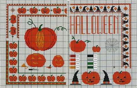 Halloween Borders And Pumpkins Cross Stitch Chart Pattern Halloween