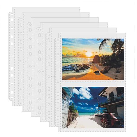 5 Pack Clear Photos Or Postcards Page Protectors Plastic Photo Holder
