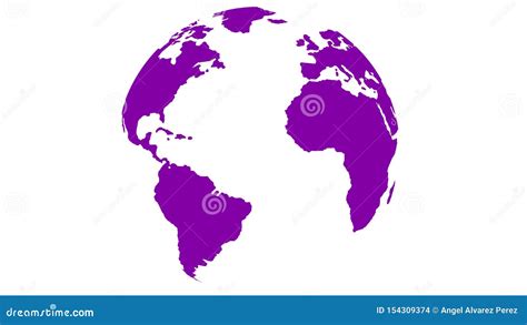 Vector 3d Globe Purple World Map On White Background Stock Illustration