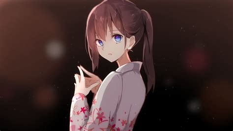 Anime Girl With Short Dark Brown Hair And Blue Eyes