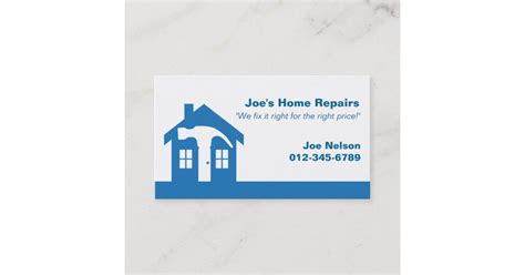 Home Repair Blue Business Card Zazzle